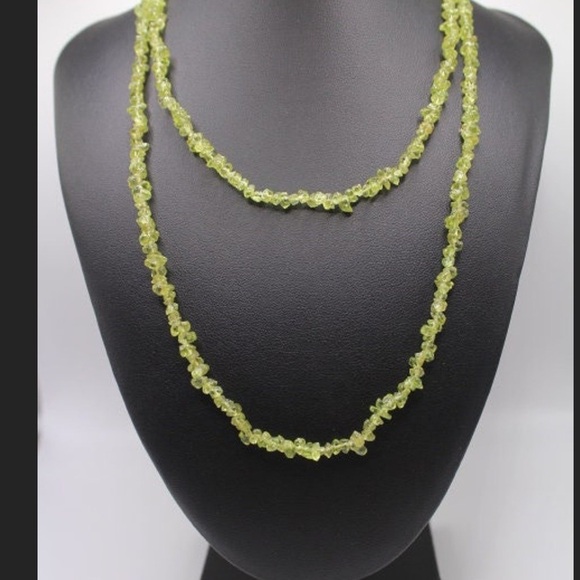 Vintage Green Peridot Chip Beaded Necklace 6mm - Picture 1 of 15